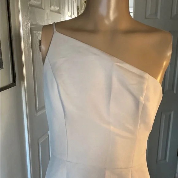 Amsale Elegant off White One-Shoulder Gown